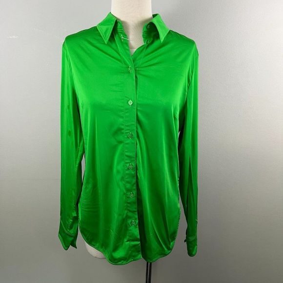 NWOT STELLA MCCARTNEY‎ Daria Button-Up Shirt in Bright Green (8) - Picture 3 of 10